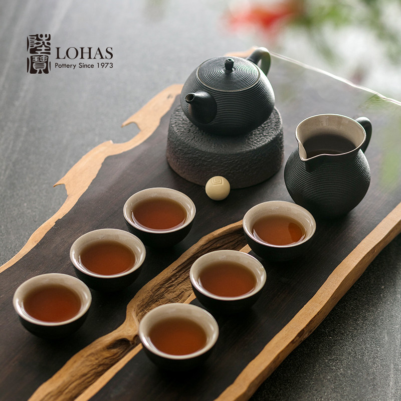 陆宝茶器旋转壶功夫茶组家用陶瓷茶具礼盒中式茶壶杯子茶海套组