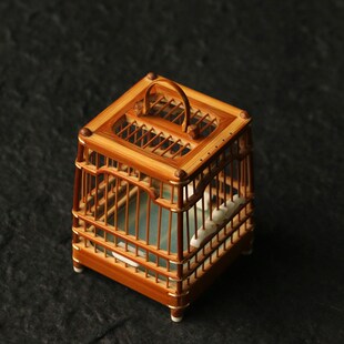 精品名家徽派李永攀纯手工精工制作小蝈蝈笼竹制方形扎嘴蛐蛐笼子