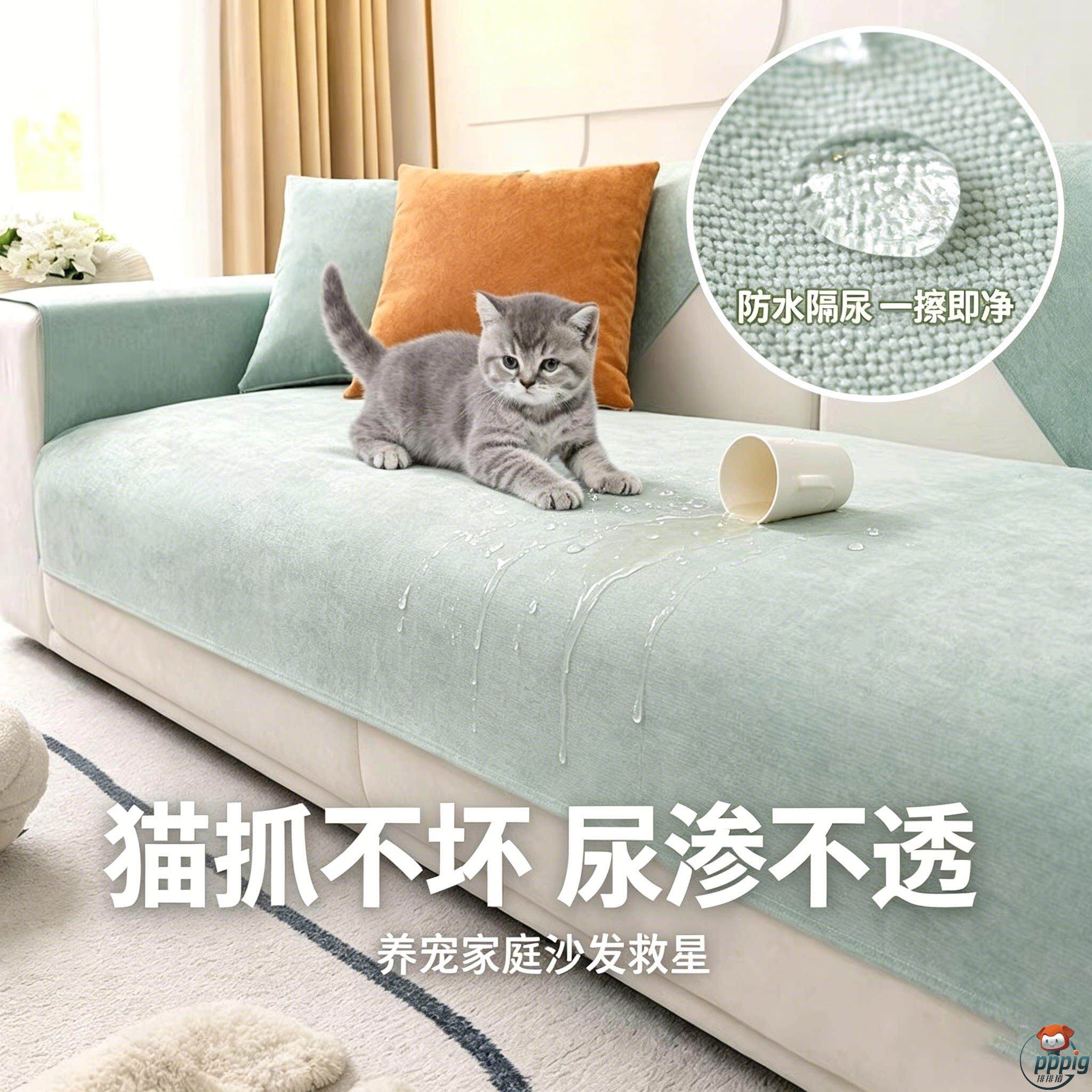 沙发套罩防猫抓不粘毛2026年客厅防水隔尿直排一体式防滑坐垫盖布