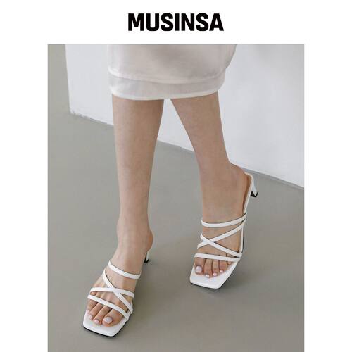 SAPPUN 纳塔莉方形带凉鞋木屐 (5cm) MUSINSA韩国直邮官方正品