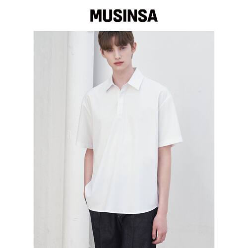 DRAW FIT 宽松款翻领短袖衬衫 [WHITE] MUSINSA韩国直邮官方正品