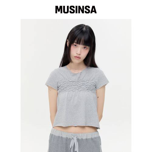 TYPESERVICE 原边褶皱上衣 [灰色] MUSINSA韩国官网直邮进口