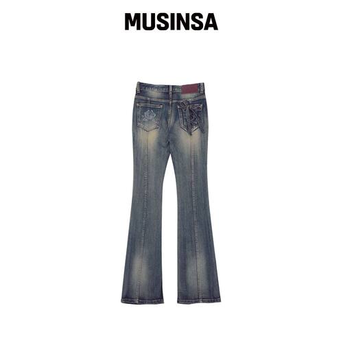 DARLING, YOU'RE BAD ROSE BOOTS CUT DENIM # 韩国官网直邮进口