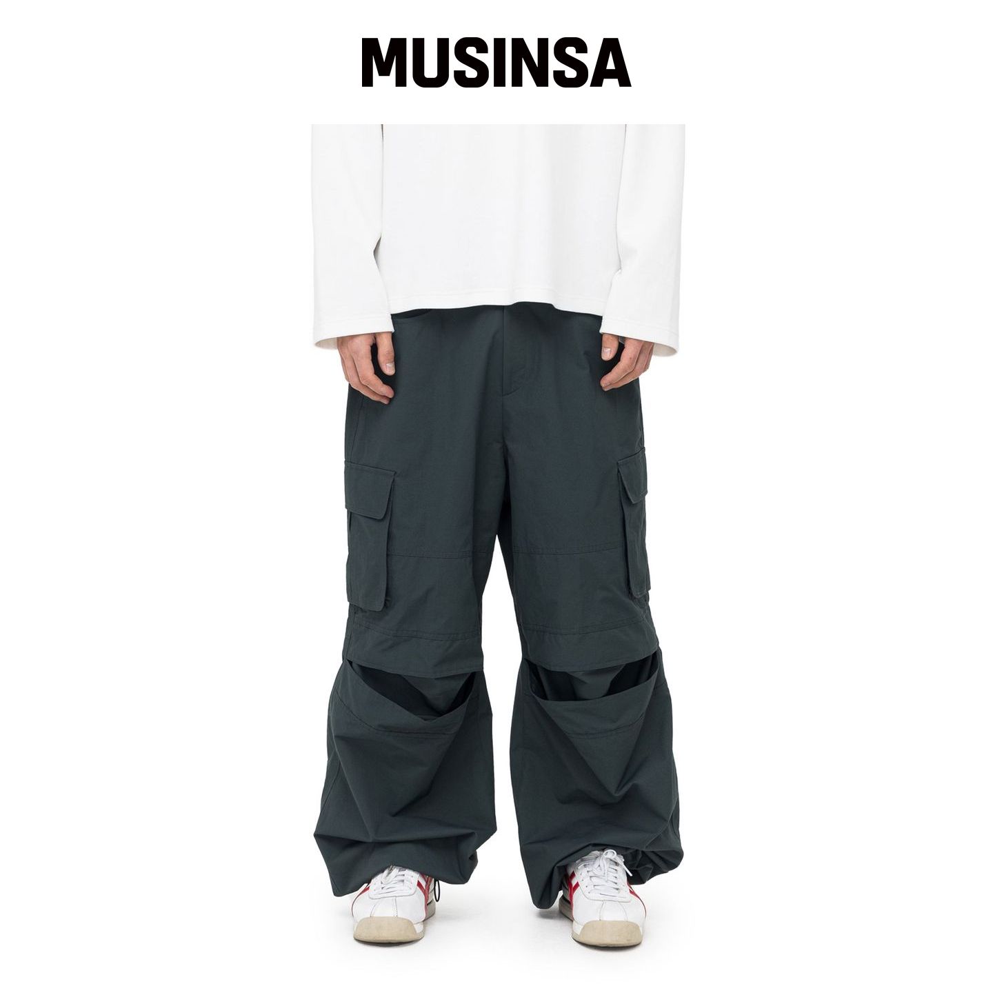 AAKAM 膝开衩工装裤(绿色) MUSINSA韩国官网直邮进口