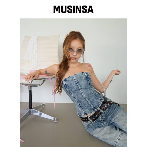 WAVEGIRL Natty Denim Top MUSINSA韩国官网直邮进口