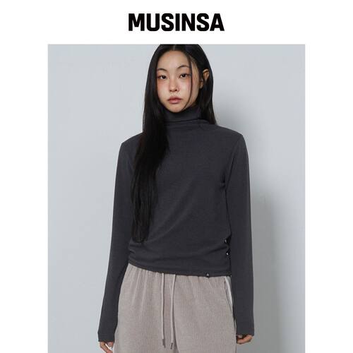 CHICKS 高领桃皮长袖混色深灰 MUSINSA韩国官网直邮进口