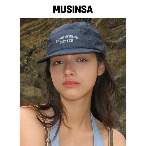 SOMEWHEREBUTTER Square Logo Camp Cap - Navy 韩国官网直邮进口