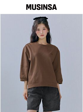 CHASECULT 女性袖口皱褶弹性七分T恤-CERG5161B0韩国官网直邮进口
