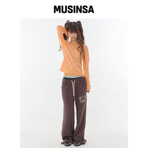 EXPIRED GIRL Stranger 拼接工装裤 棕色 MUSINS韩国官网直邮进口