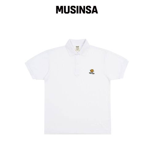 GRAVER [UNISEX]点点刺绣Polo短袖T恤_白色 MUSI韩国官网直邮进口