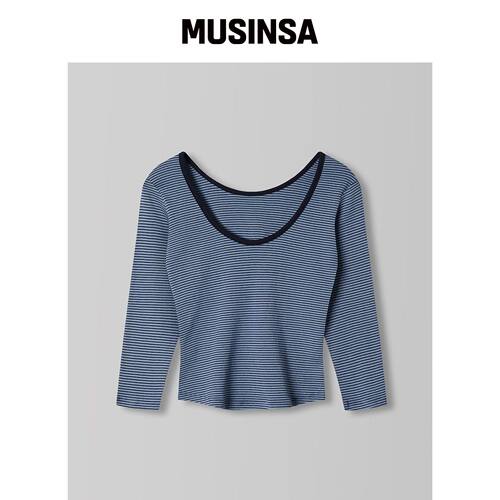 108POUND S/S 可逆 3/4 袖 T恤_条纹蓝韩国官网直邮进口MUSINSA