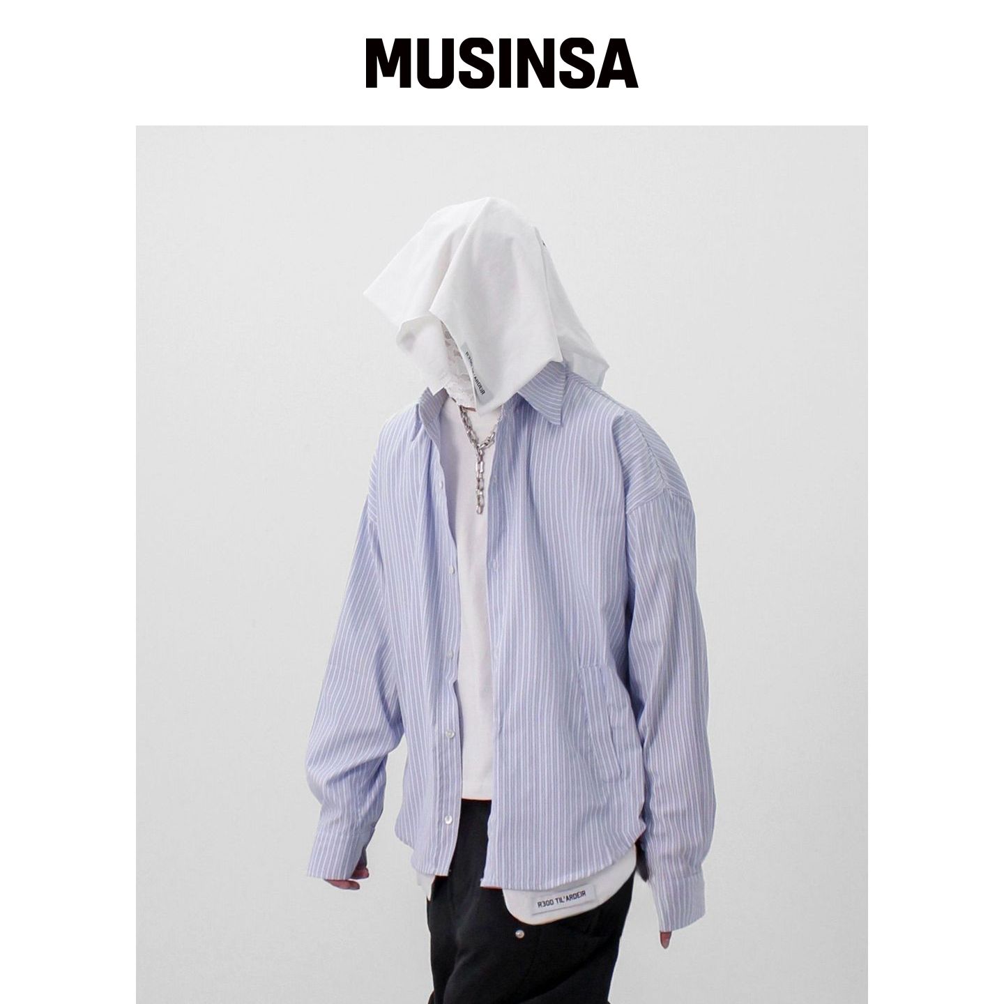 ROARINGRAD 口袋条纹衬衫 蓝色 MUSINSA韩国官网直邮进口