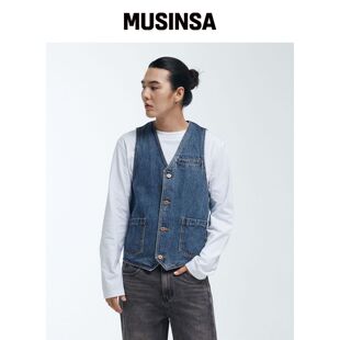 RYUL+WAI 牛仔水洗马甲中蓝 K6 MUSINSA韩国官网直邮进口