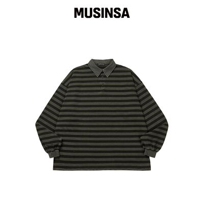 MASAT P. Vintage Stripe Rugby Shirt _ 卡其色韩国官网直邮进口