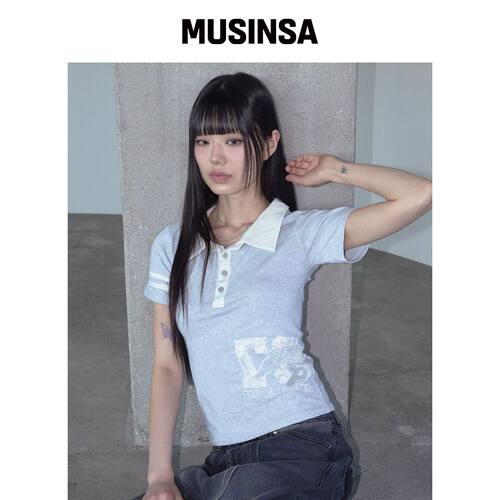 PRENDA TRACK-LINE POLO 短袖灰色韩国官网直邮进口MUSINSA