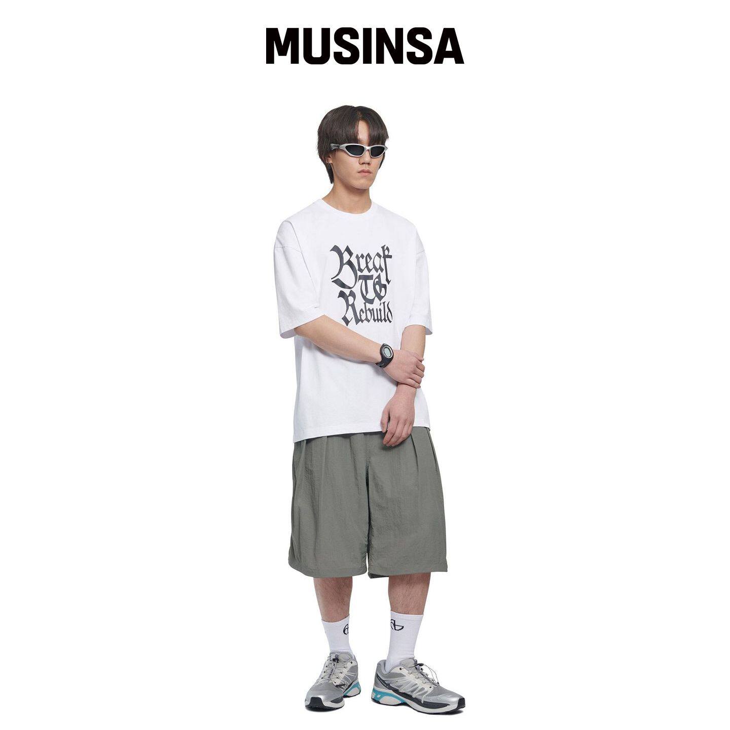 NOMANUAL 束腰短裤 - 炭灰色 MUSINSA韩国官网直邮进口