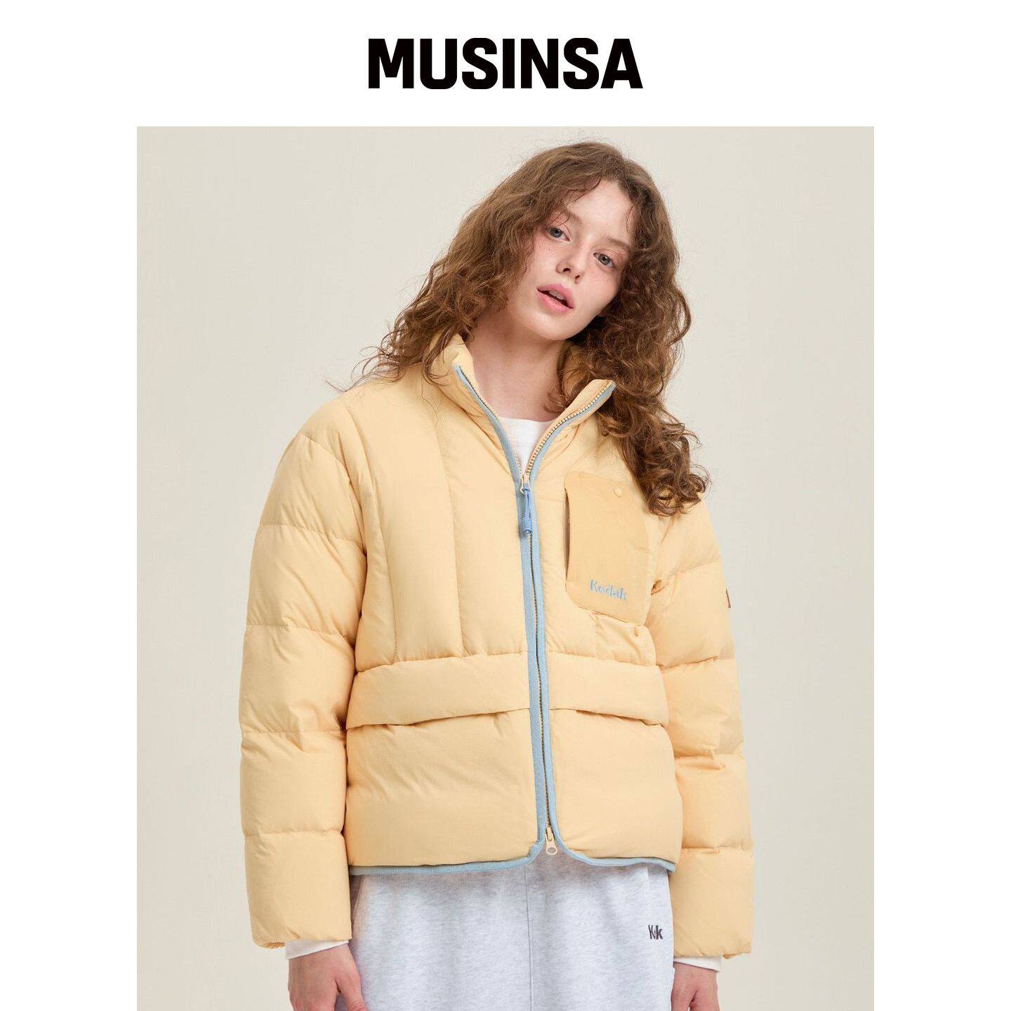 KODAK 黄色立领羽绒服通勤风极简风棉服MUSINSA韩国官网直邮进口