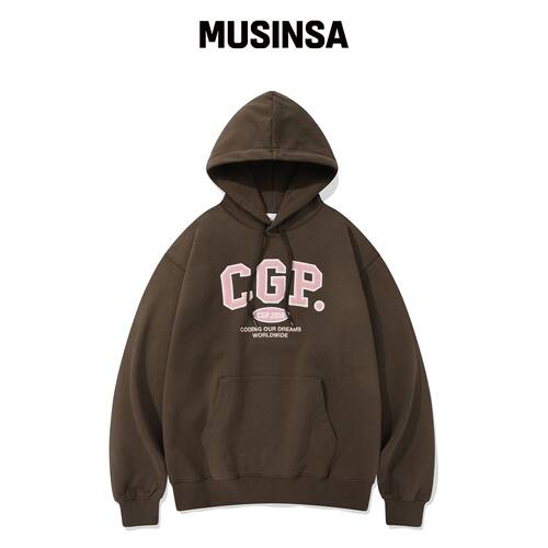 CGP CGP 弧形logo连帽卫衣_棕色 MUSINSA韩国官网直邮进口