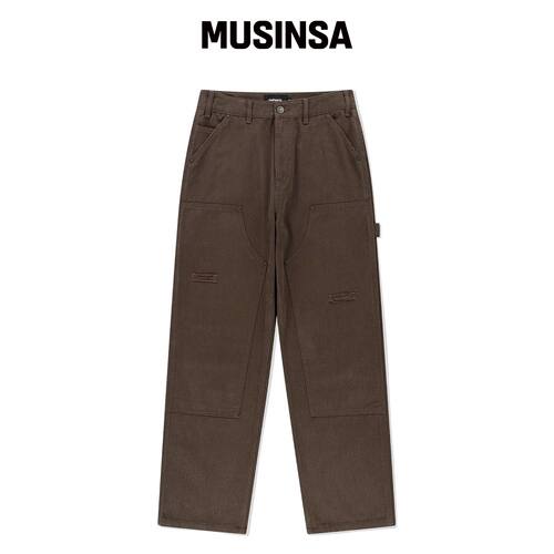 MAHAGRID DOUBLE KNEE CANVAS PANT BROWN(MG2EF韩国官网直邮进口