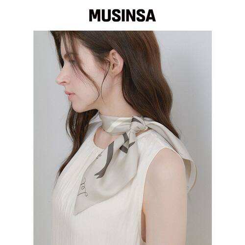 HALDEN flow line silk scarf (SC011_ivorybrow韩国官网直邮进口