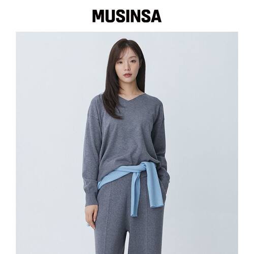 PLASTIC ISLAND VNECK 刺绣点缀针织套头衫 PR7K韩国官网直邮进口