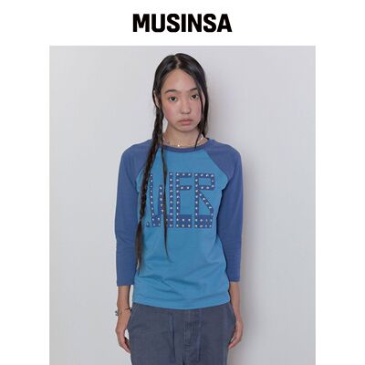 TYPESERVICE Web 烫钻插肩上衣 [蓝色] MUSINSA韩国官网直邮进口