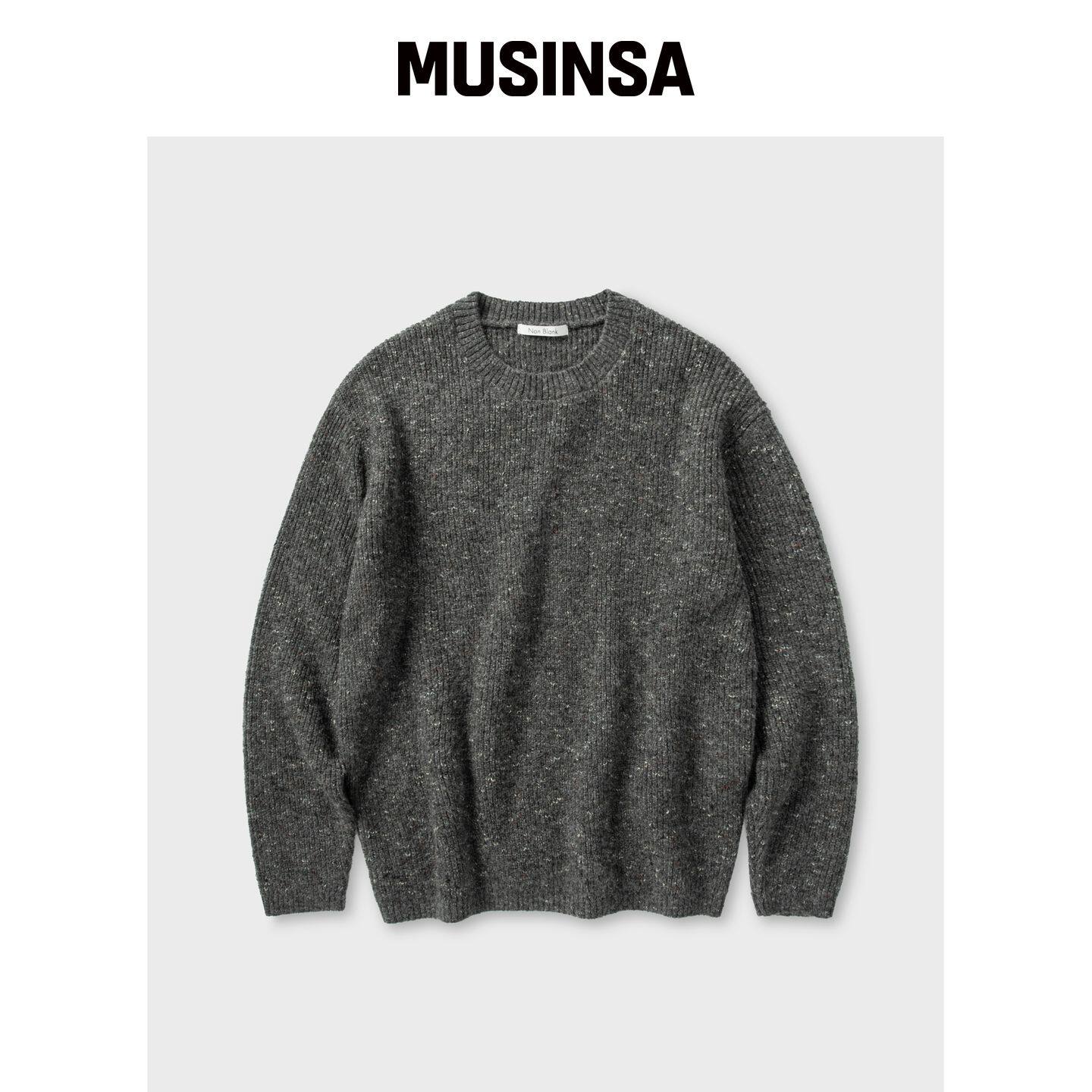 NONBLANK 罗宾圆领针织衫_MELANGE GREY MUSINSA韩国官网直邮进口