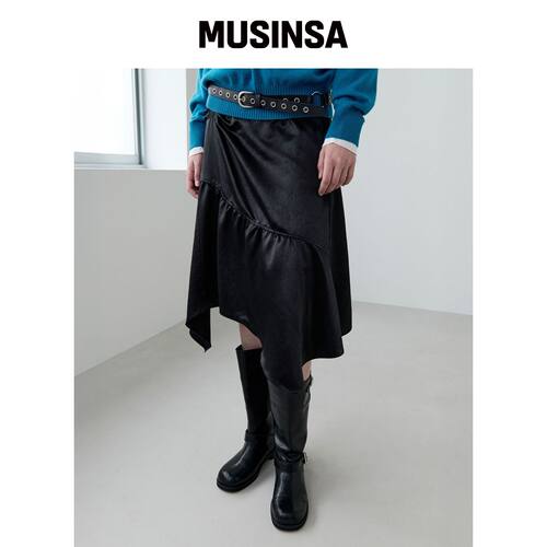 ROLAROLA UNBALANCE MIDI SKIRT 黑色韩国官网直邮进口