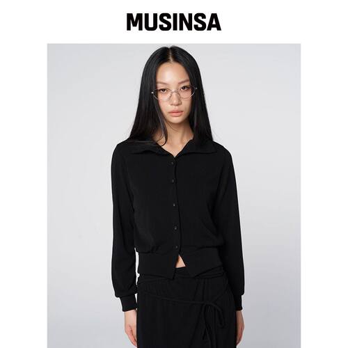 320SHOWROOM 扣子短款开衫 黑色 MUSINSA韩国官网直邮进口