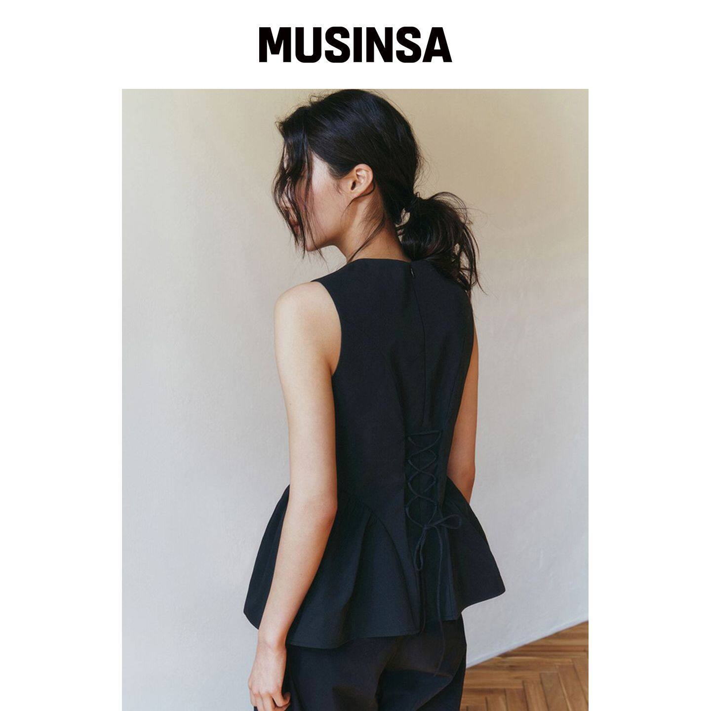GANISONG 黑色束腰 peplum 衬衫 MUSINSA韩国官网直邮进口