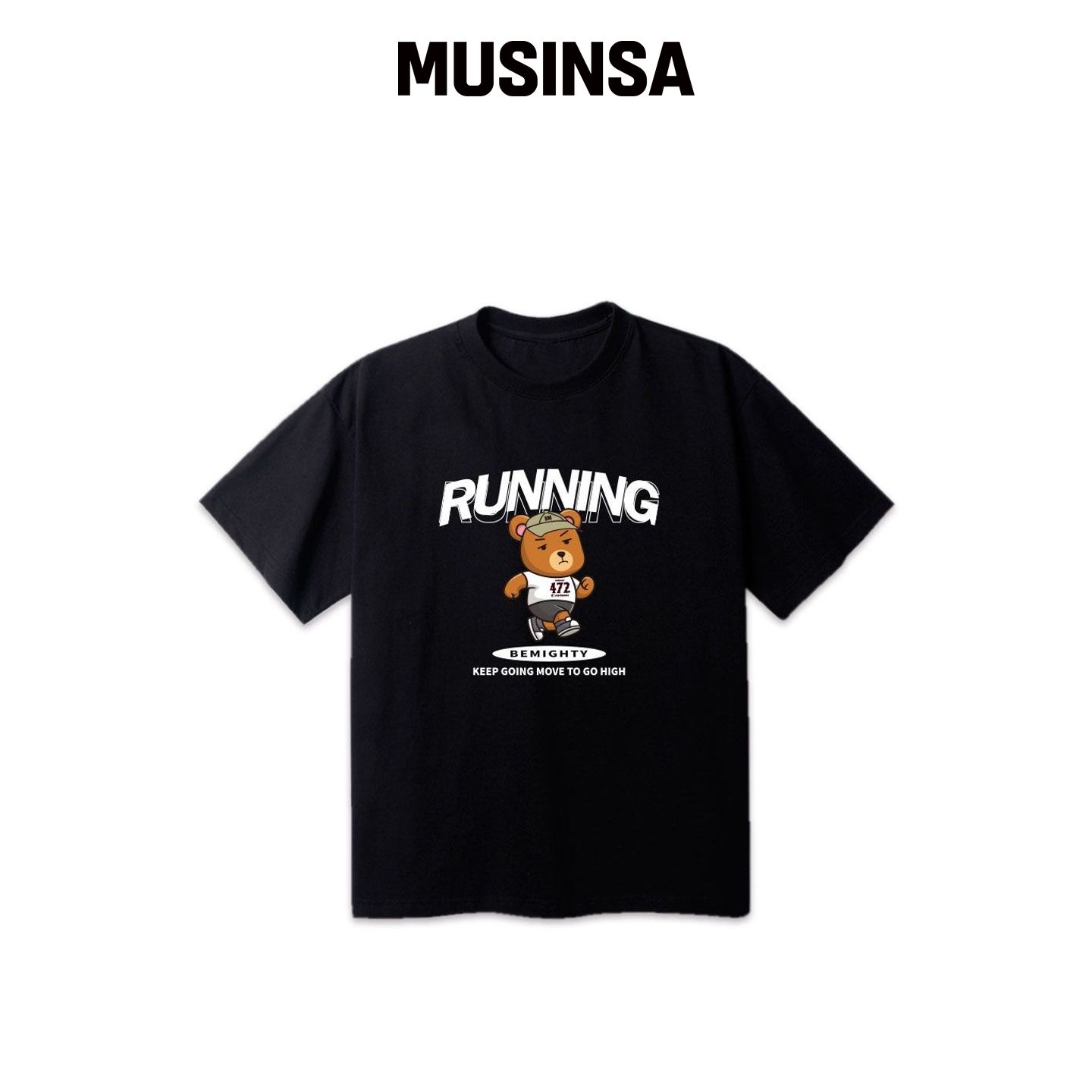 BEMIGHTY 跑步服饰宽松短袖T恤 [黑色] MUSINSA韩国官网直邮进口
