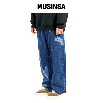 EXERCISE BROKEN RUNNER PIECE DENIM PANTS_BLU韩国官网直邮进口