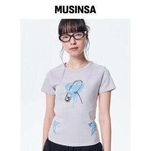 RUNNINGHIGH 融化心形短袖T恤 [泥膜色]韩国官网直邮进口MUSINSA