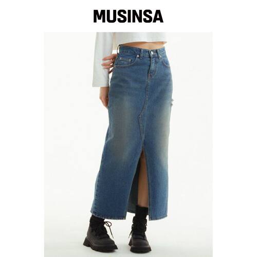 UNKNOWN PLANET 沙蓝色牛仔长裙 MUSINSA韩国直邮官方正品