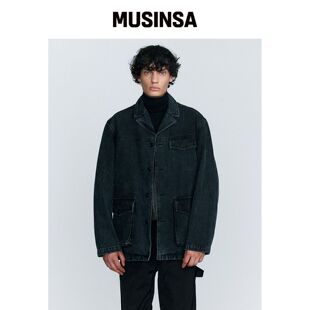 HEUTE 黑色宽松牛仔外套 MUSINSA韩国官网直邮进口