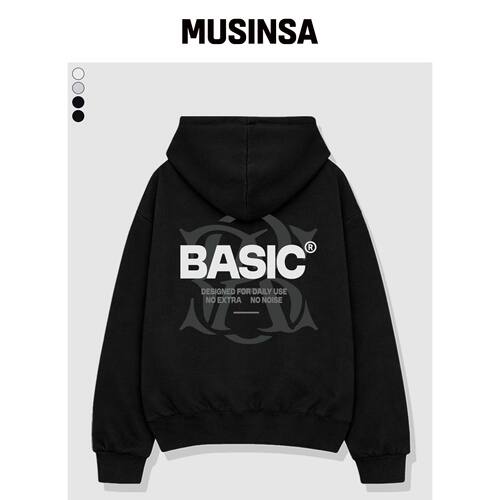 BASIC LABEL Base Mark 2-Way 宽松连帽拉链卫衣韩国官网直邮进口