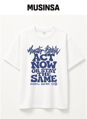 MONSTER REPUBLIC ACT NOW INDIGO BLUE T恤 白_韩国官网直邮进口