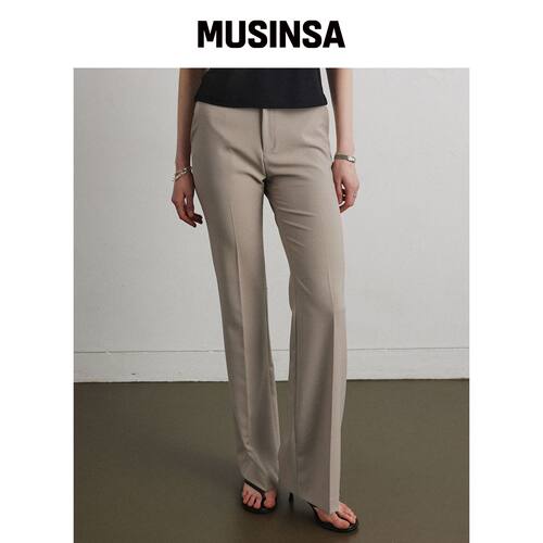 AHRE ESSENTIAL BOOTCUT SLACKS_米色韩国官网直邮进口