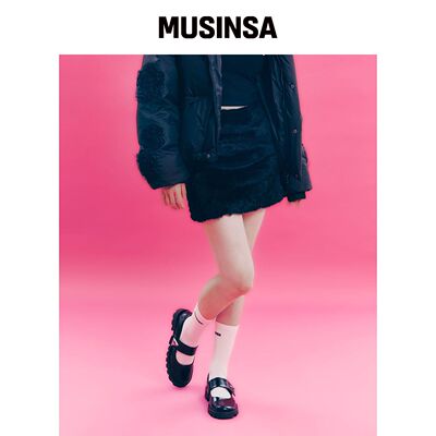 YOUHEE FUR迷你裙 黑色 MUSINSA韩国官网直邮进口