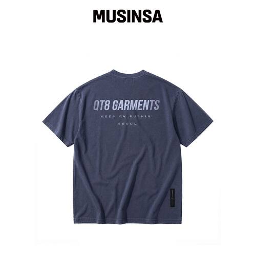 QT8 GARMENTS LB Pigment 简约logo T恤（海军蓝韩国官网直邮进口