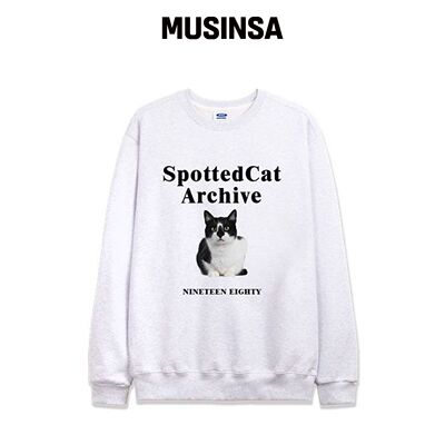 NTET [抓绒选择] SPOTTED CAT运动衬衫[白色混纺韩国官网直邮进口