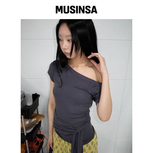 CHICKS 垂感带单肩短袖深灰色 MUSINSA韩国直邮官方正品