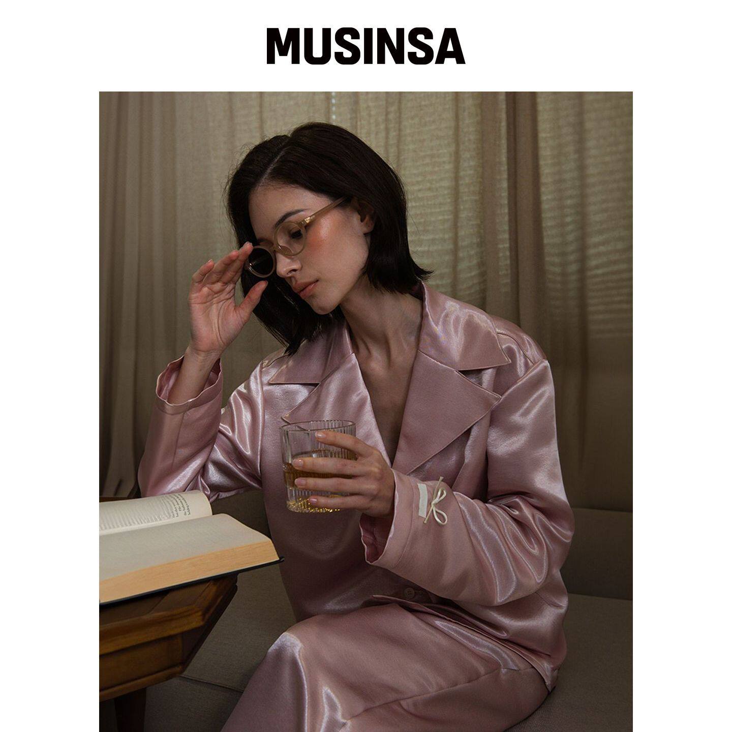 LESHUA Ribbon丝滑睡衣 - PINK MUSINSA韩国官网直邮进口