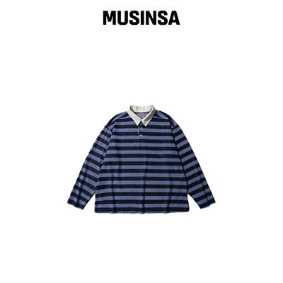 BALLUTE BOUCLE STRIPE COLLAR T-SHIRTS (蓝海)韩国官网直邮进口