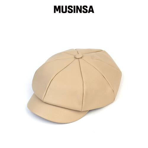 UNIVERSAL CHEMISTRY 系带皮革象牙色报童帽 MUS韩国官网直邮进口