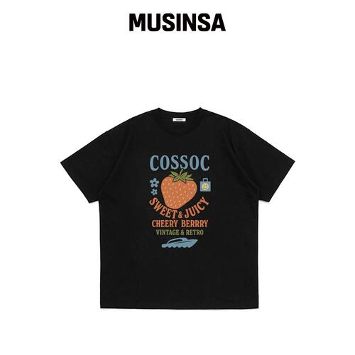 COSO ZHOOSH 复古短袖T恤 (黑色)韩国官网直邮进口MUSINSA