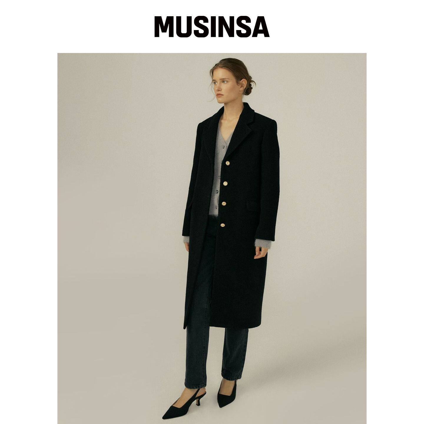 OCTETTE STANDARD BOUCLE COAT_BLACK MUSINSA韩国官网直邮进口
