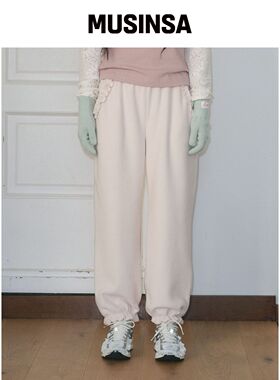 FUNFROMFUN FRILL POCKET FLEECE PANTS，米色韩国官网直邮进口
