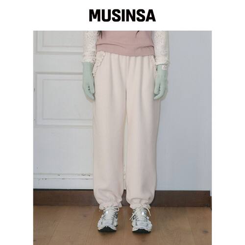 FUNFROMFUN FRILL POCKET FLEECE PANTS，米色 M韩国官网直邮进口