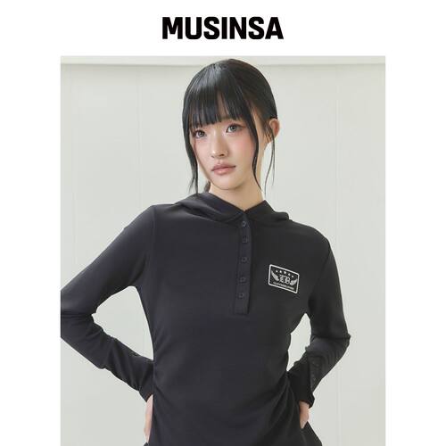 LUVISTRUE EL PATCH 连帽T恤(黑色) MUSINSA韩国直邮官方正品